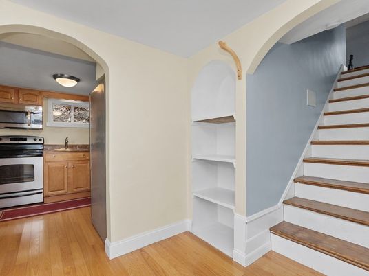 Interior, Kitchen, Stainless Steel Appliances, Wood Texture Flooring