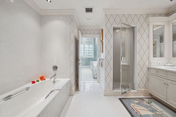 Bathroom, Glass Shower, Interior, Recessed Lighting