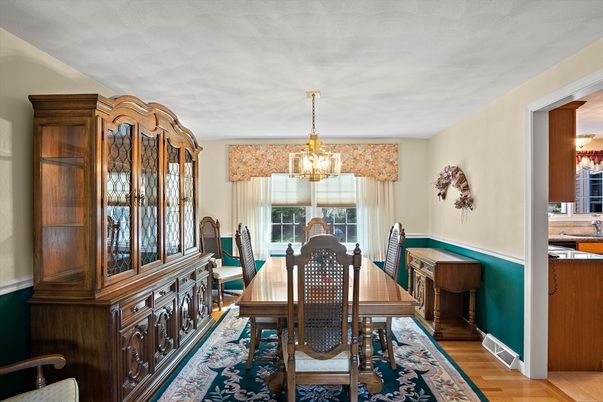 Chandelier, Dining room, Interior, Wood Texture Flooring