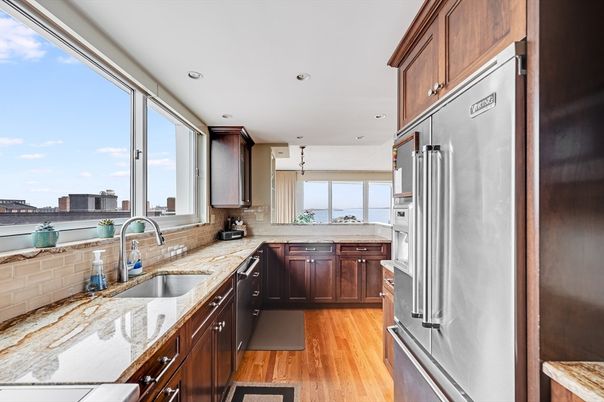 Interior, Kitchen, Recessed Lighting, Wood Texture Flooring