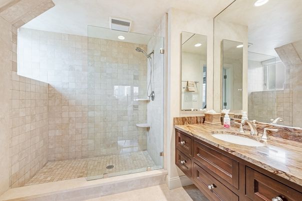 Bathroom, Glass Shower, Interior, Recessed Lighting