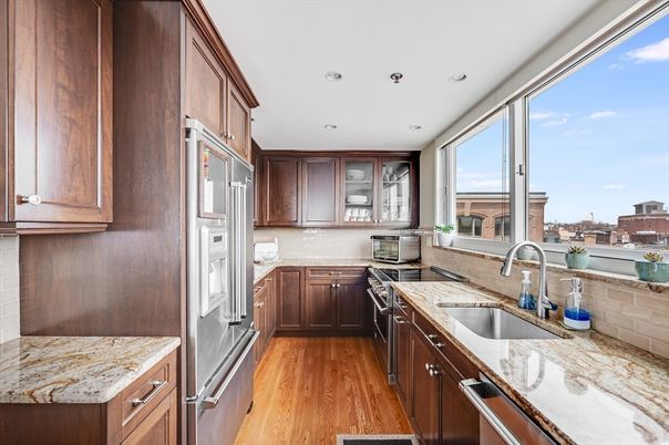 Interior, Kitchen, Recessed Lighting, Wood Texture Flooring