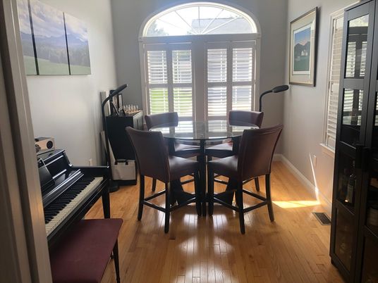 Dining room, Interior, Piano, Wood Texture Flooring