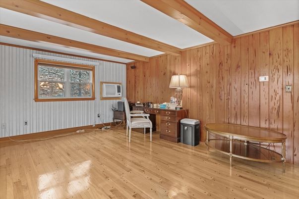 Home Office, Interior, Wooden Beams, Wood Texture Flooring, Wooden Walls