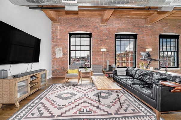 Interior, Living room, Stone Walls, Wooden Beams, Wood Texture Flooring