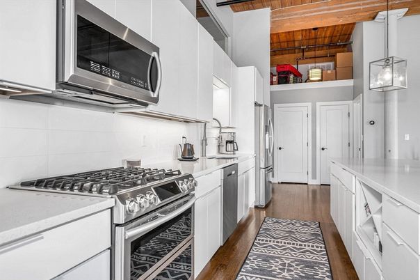 Interior, Kitchen, Pendant Lights, Stainless Steel Appliances, Wooden Ceilings, Wood Texture Flooring