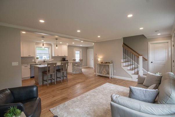 Interior, Kitchen, Pendant Lights, Recessed Lighting, Wood Texture Flooring