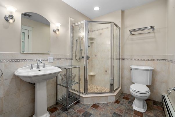 Bathroom, Glass Shower, Interior, Recessed Lighting