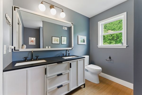 Bathroom, Dual Sink Vanities, Interior, Wood Texture Flooring