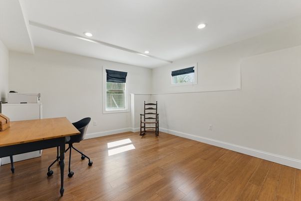 Home Office, Interior, Recessed Lighting, Wood Texture Flooring