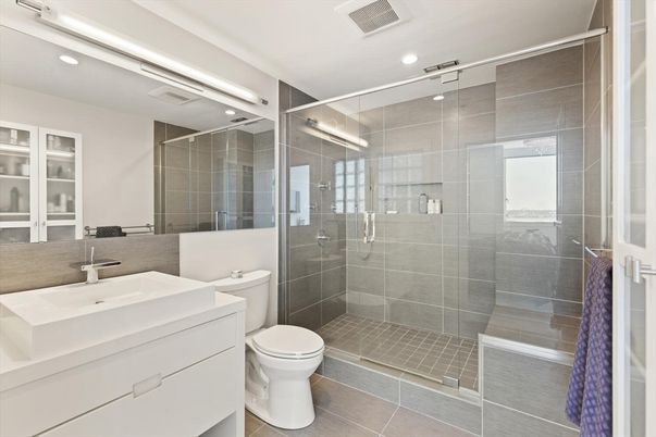 Bathroom, Glass Shower, Interior, Recessed Lighting