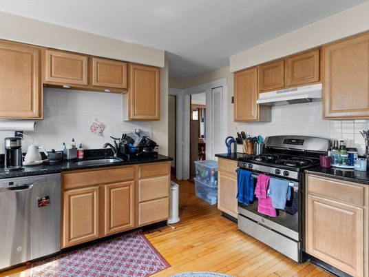 Interior, Kitchen, Stainless Steel Appliances, Wood Texture Flooring