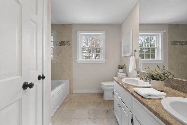 Bathroom, Dual Sink Vanities, Glass Shower, Interior