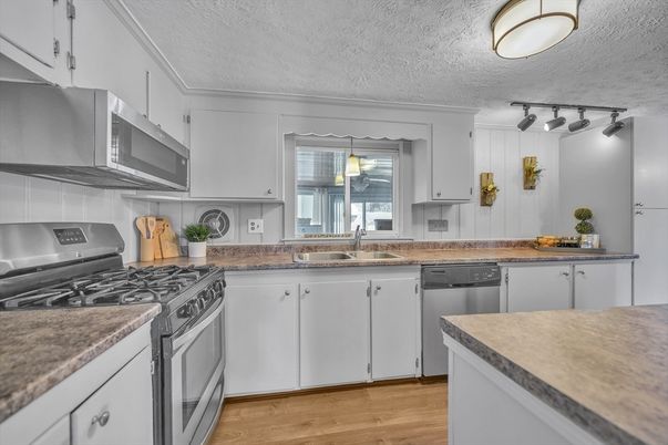 Interior, Kitchen, Stainless Steel Appliances, Wood Texture Flooring