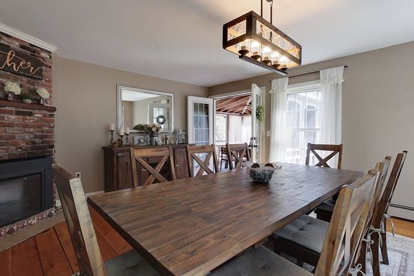 Dining room, Interior, Wood Texture Flooring