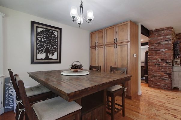Chandelier, Dining room, Interior, Stone Walls, Wood Texture Flooring