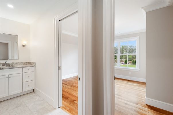 Bathroom, Interior, Recessed Lighting, Wood Texture Flooring