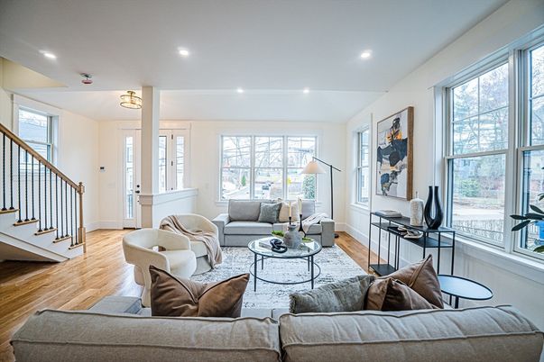 Interior, Living room, Recessed Lighting, Wood Texture Flooring