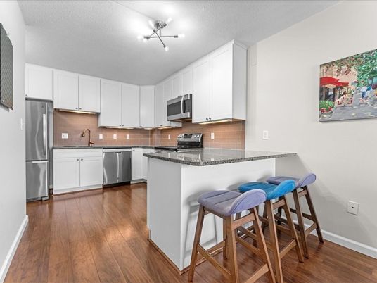 Interior, Kitchen, Stainless Steel Appliances, Wood Texture Flooring