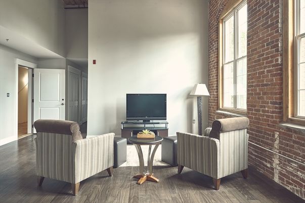 Interior, Living room, Stone Walls, Wood Texture Flooring