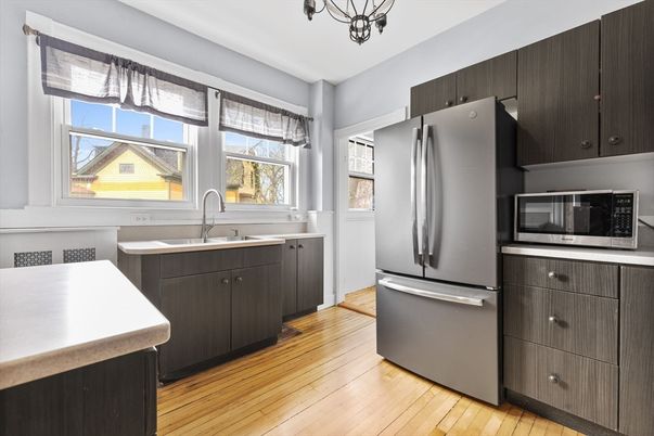 Interior, Kitchen, Stainless Steel Appliances, Wood Texture Flooring