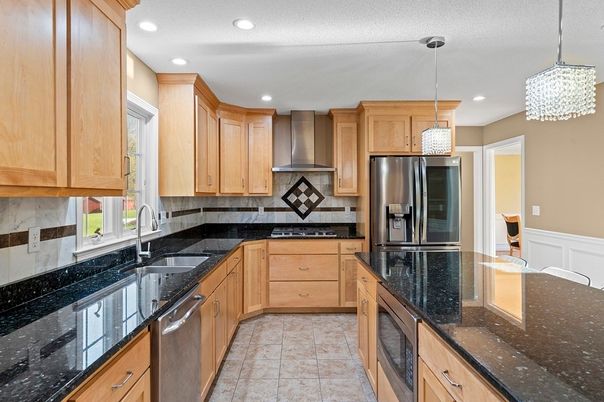 Interior, Kitchen, Pendant Lights, Recessed Lighting, Stainless Steel Appliances