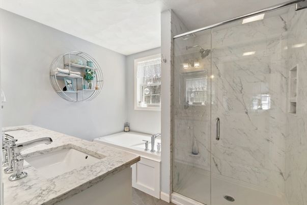 Bathroom, Glass Shower, Interior, Marble Walls