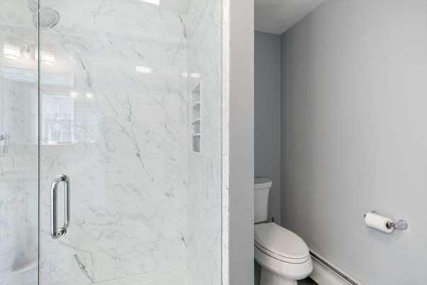 Bathroom, Glass Shower, Interior, Marble Walls