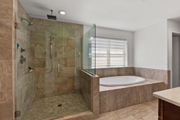 Bathroom, Glass Shower, Interior, Recessed Lighting