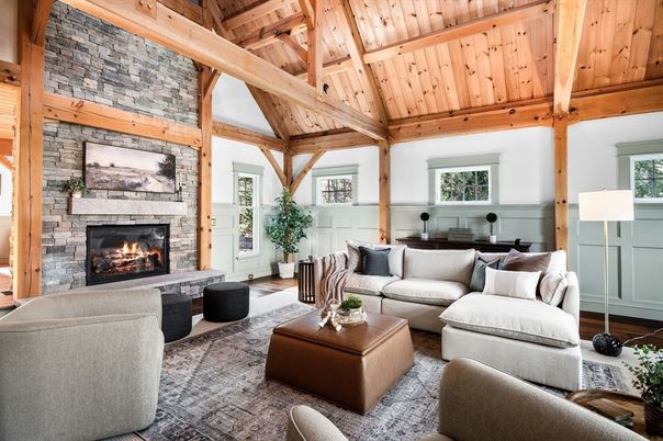 Fireplace, Interior, Living room, Stone Walls, Wooden Beams, Wooden Ceilings, Wood Texture Flooring