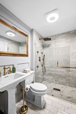 Bathroom, Glass Shower, Interior, Recessed Lighting