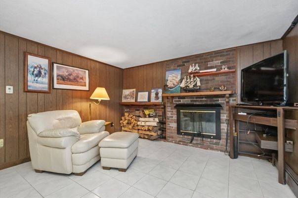 Fireplace, Interior, Living room, Stone Walls, Wooden Walls