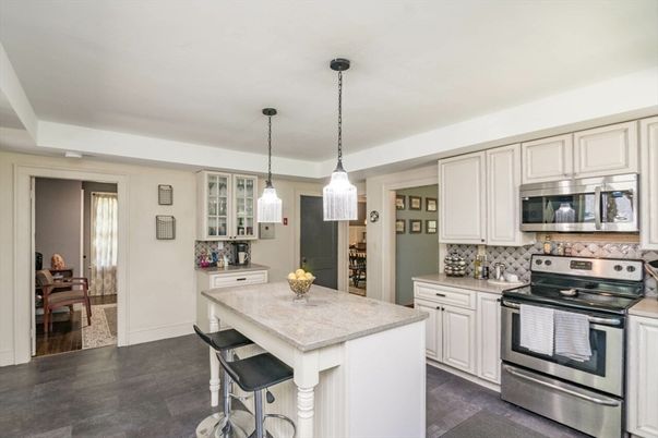 Interior, Kitchen, Pendant Lights, Stainless Steel Appliances, Wood Texture Flooring