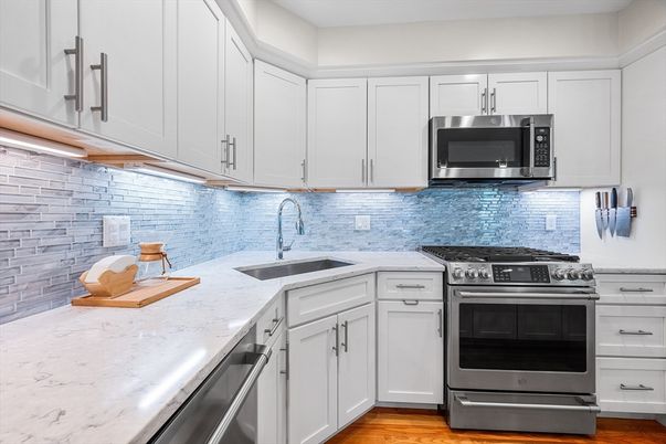Interior, Kitchen, Stainless Steel Appliances, Wood Texture Flooring