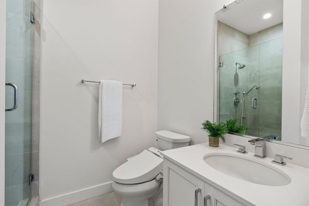 Bathroom, Glass Shower, Interior, Recessed Lighting