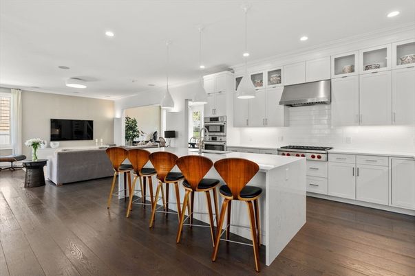 Interior, Kitchen, Living room, Pendant Lights, Recessed Lighting, Stainless Steel Appliances, Wood Texture Flooring