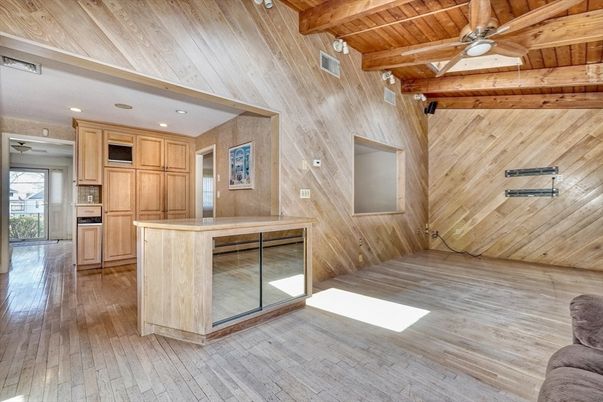 Interior, Kitchen, Recessed Lighting, Wooden Beams, Wooden Ceilings, Wood Texture Flooring, Wooden Walls