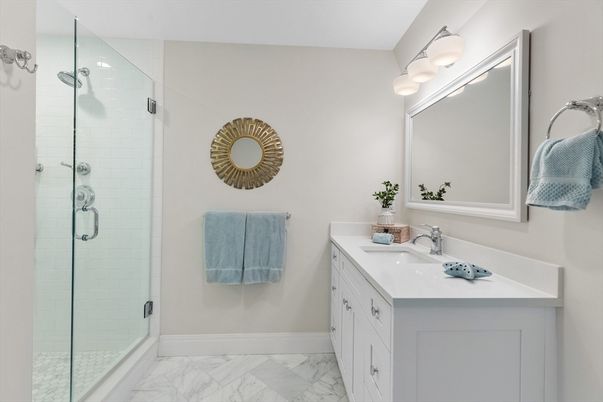 Bathroom, Glass Shower, Interior, Marble