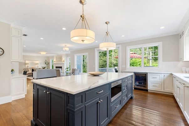 Dining room, Interior, Kitchen, Living room, Pendant Lights, Recessed Lighting, Wood Texture Flooring