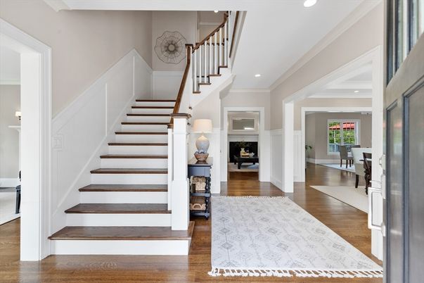 Fireplace, Interior, Recessed Lighting, Wood Texture Flooring