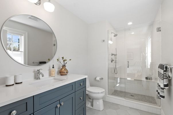 Bathroom, Glass Shower, Interior, Recessed Lighting