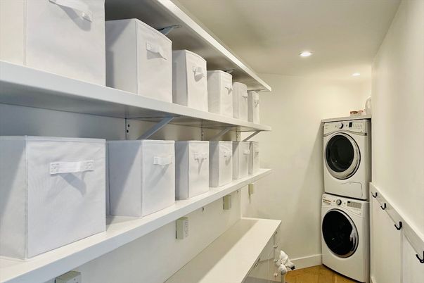 Interior, Recessed Lighting, Utility Closets, Washer, Wood Texture Flooring