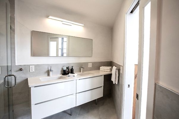 Bathroom, Dual Sink Vanities, Glass Shower, Interior