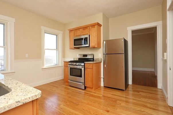 Interior, Kitchen, Stainless Steel Appliances, Wood Texture Flooring