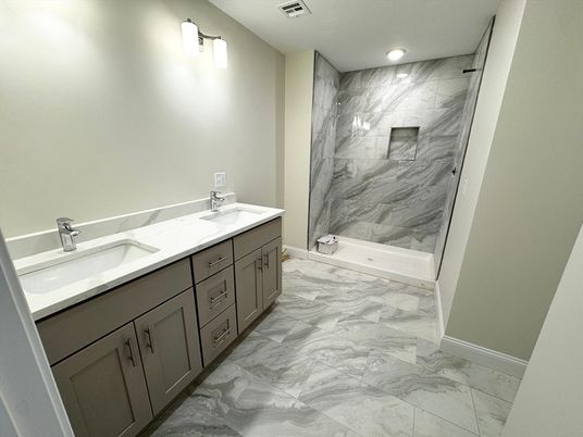 Bathroom, Dual Sink Vanities, Interior, Marble, Marble Walls