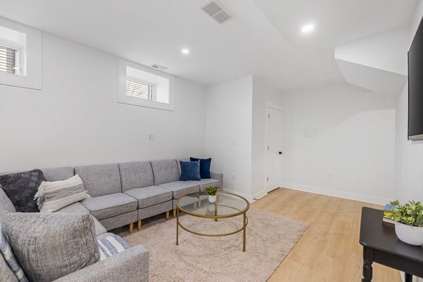 Interior, Living room, Recessed Lighting, Wood Texture Flooring