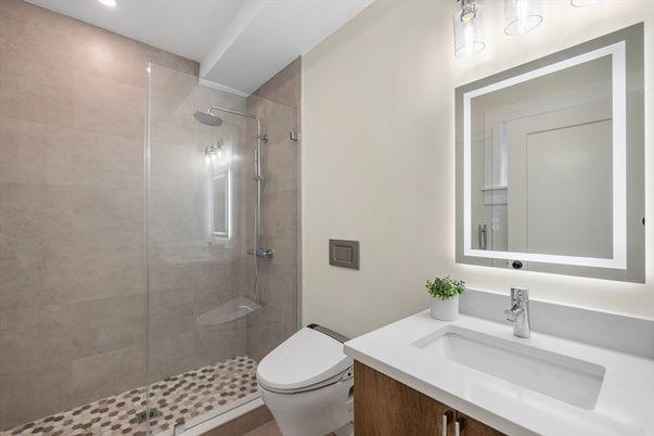 Bathroom, Glass Shower, Interior, Recessed Lighting