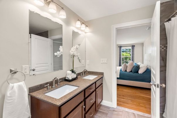 Bathroom, Bedroom, Dual Sink Vanities, Interior, Wood Texture Flooring