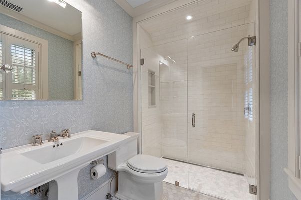 Bathroom, Glass Shower, Interior, Recessed Lighting