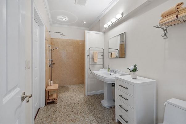 Bathroom, Glass Shower, Interior, Recessed Lighting
